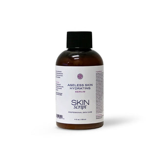 Skin Script Ageless Skin Hydrating Serum 4 fl oz 120 ml amber bottle with black cap from Skin Script Professional Skin Care. Available at Art of Skin Care