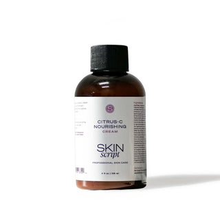 Skin Script Citrus-C Nourishing Cream 4 fl oz 120 ml amber bottle with black cap from Skin Script Professional Skin Care. Available at Art of Skin Care.