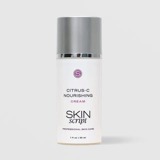 Skin Script Citrus-C Nourishing Cream white airless pump bottle with silver cap, professional skin care, 1 fl oz 30ml