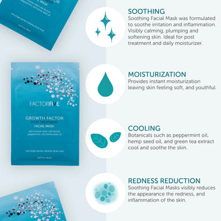 Growth Factor Facial Mask benefits: soothing, moisturization, cooling, redness reduction