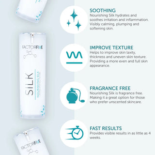 FactorFive Nourishing Silk benefits: soothing, texture improvement, fragrance-free